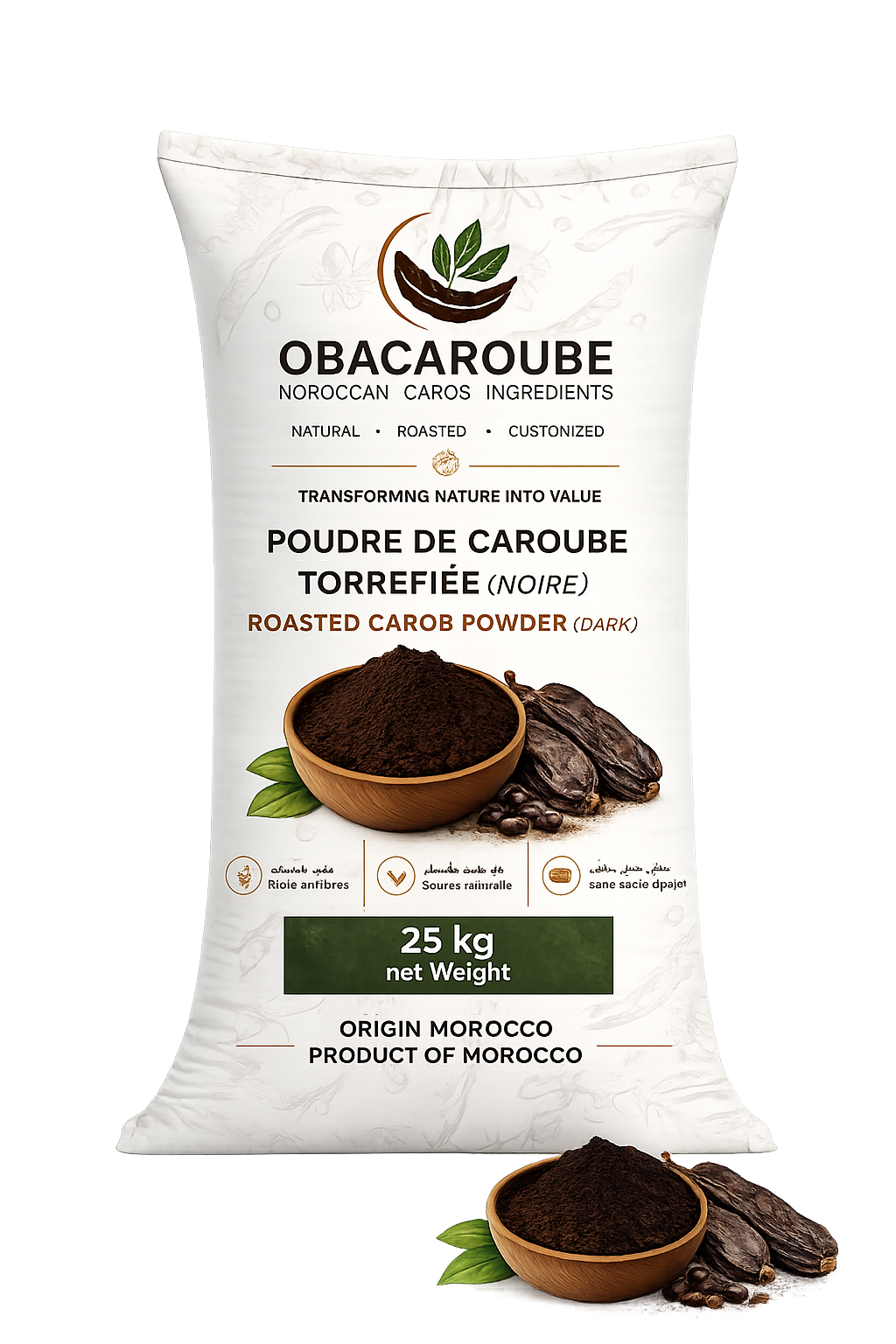 Poudre de Caroube Torréfiée Noire
